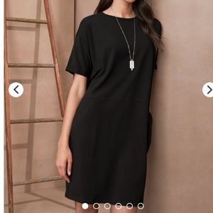 Eileen Fisher Black Organic Cotton Shift Dress L